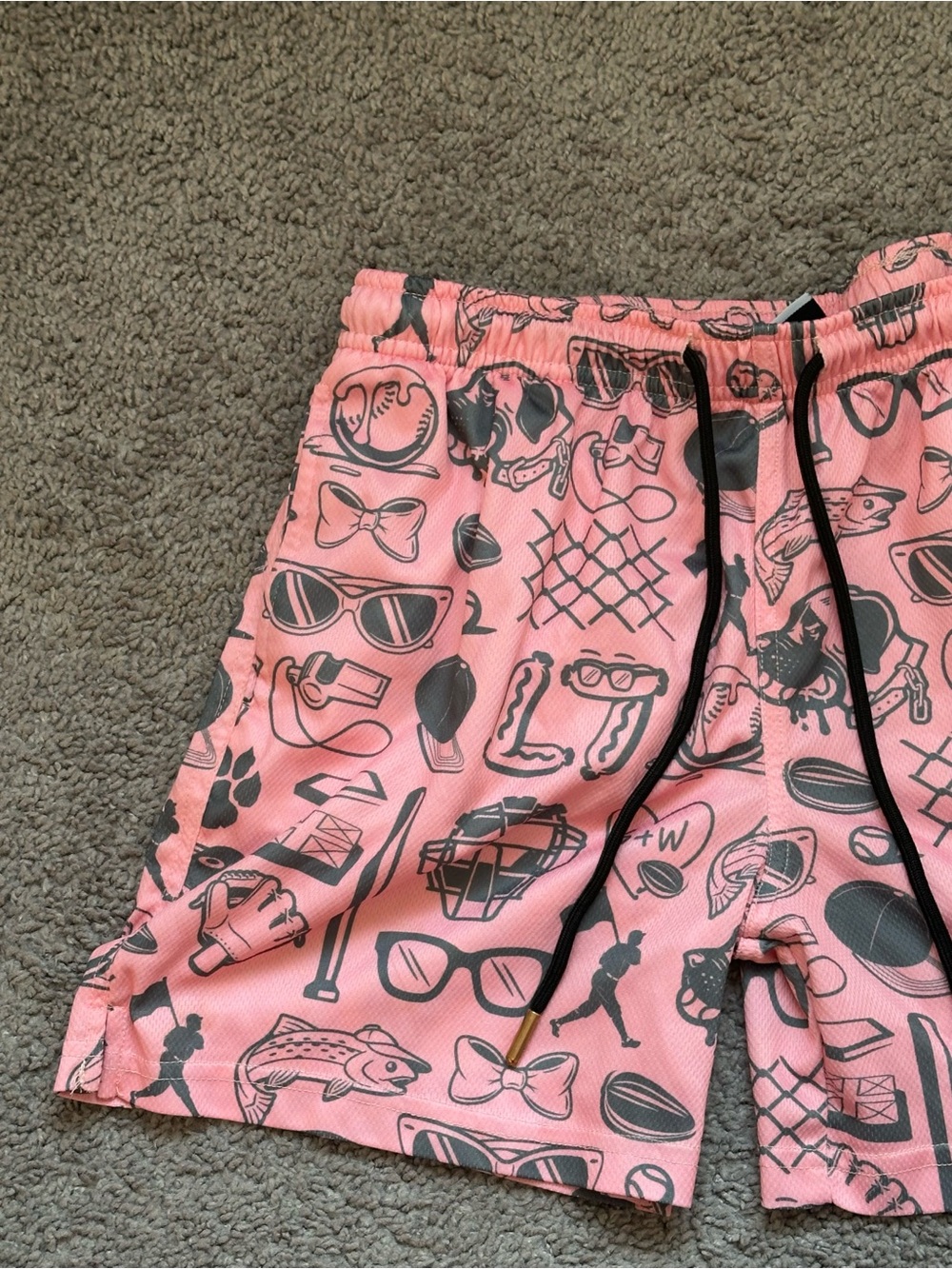 Baseballism YXL Pink Graphic Shorts with Black Drawstring - Picture 2 of 7